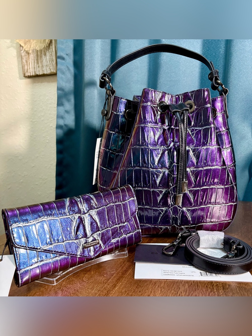 Brahmin NWT Melinda & Veronica - Heroic Purple Kingstone - Shimmer Color Shift - Picture 17 of 17